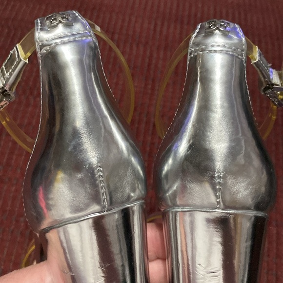 SAM‎ EDELMAN “YARO” SILVER BLOCK HEELS W/CLEAR STRAPS - Picture 8 of 15